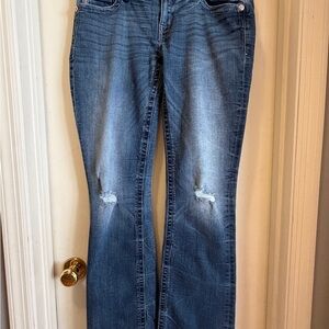 Miss Me Women's Flared Distressed Blue Jeans